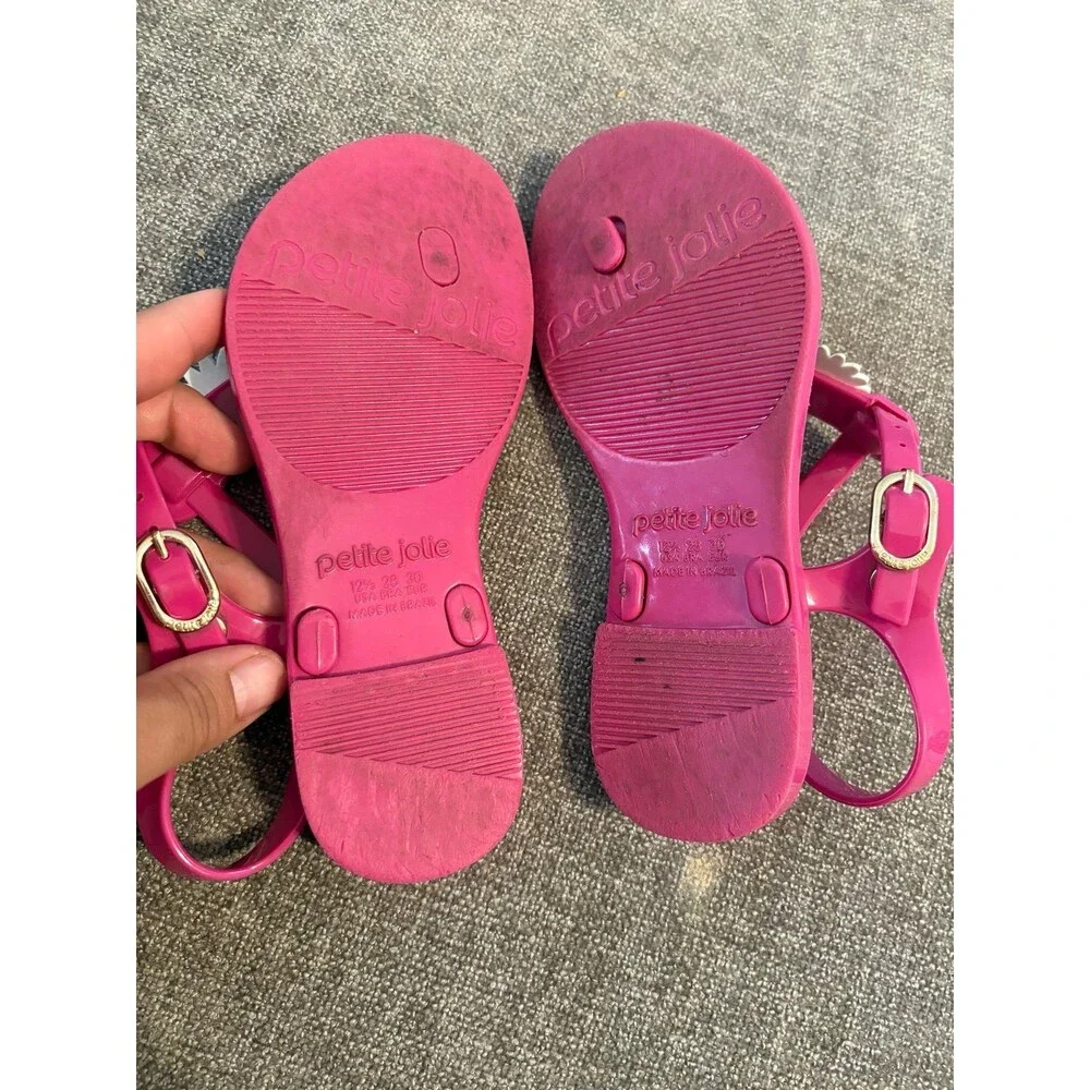 Petite Jolie Pink white daisies and bee detail thong jelly sandals size 12.5